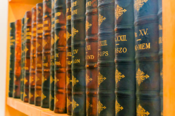 istock A Shelf  With Antique Inchclopedias in a Row 869132242