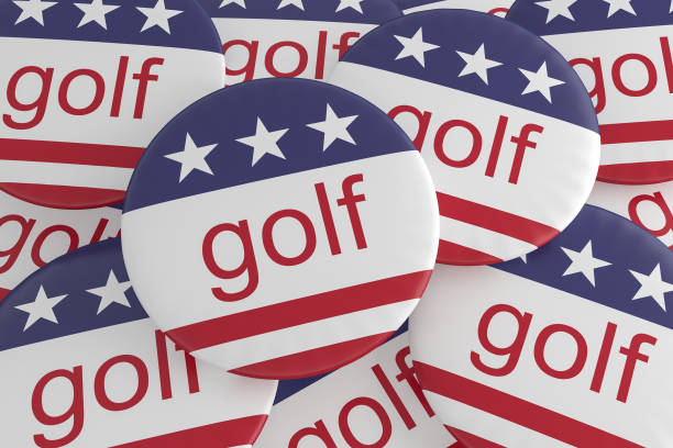 istock USA Sports Badges: Pile of Golf Buttons With US Flag, 3d illustration 869138930