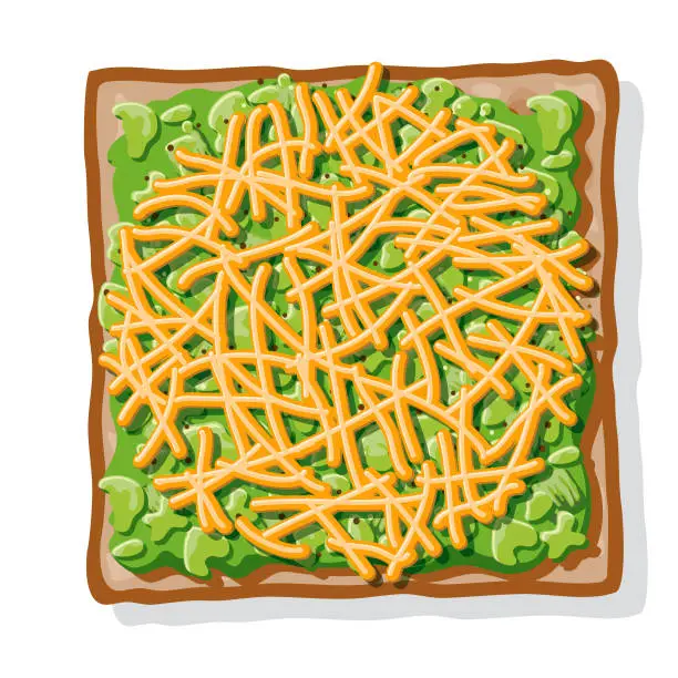 Vector illustration of Avocado Toast with Grated Cheese