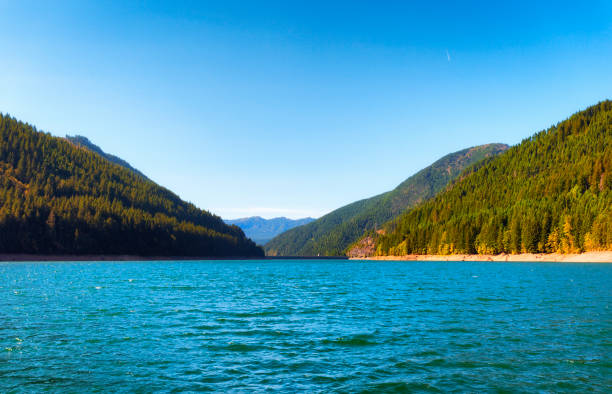 Landscape views seen from a boat on Detroit Lake, Oregon