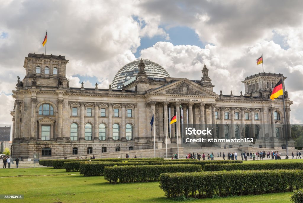 Deutsche Parlamentsgebäude (Reichstag) in Berlin, Deutschland - Lizenzfrei Angela Merkel Stock-Foto