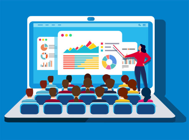 online školení - prezentacím vizuální pomůckou stock ilustrace