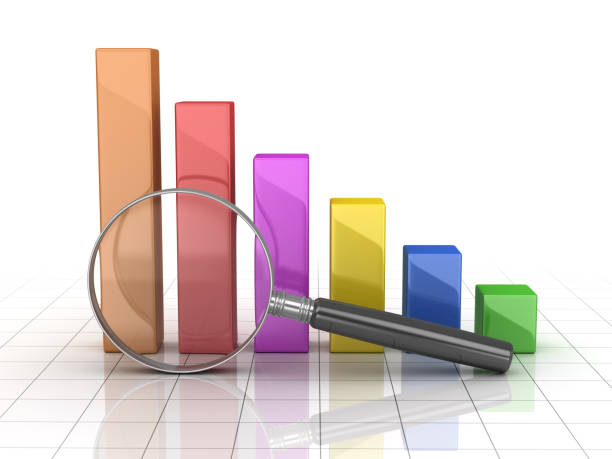 istock Colorful business chart with magnifying glass 869160108