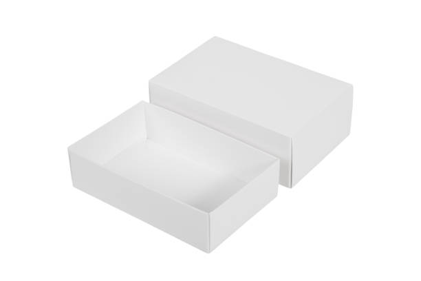 istock White box with lid for product packaging mockup on white with clipping path. 869160936
