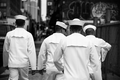 New York City, United States – June 17, 2017: A group of seaman recruit walking in New York City during the holiday of Memorial Day