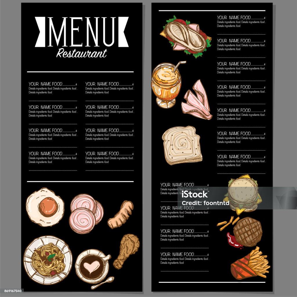 Drawings For Menu Menu Food Restaurant Template Design Hand Drawing Graphic Stock ...