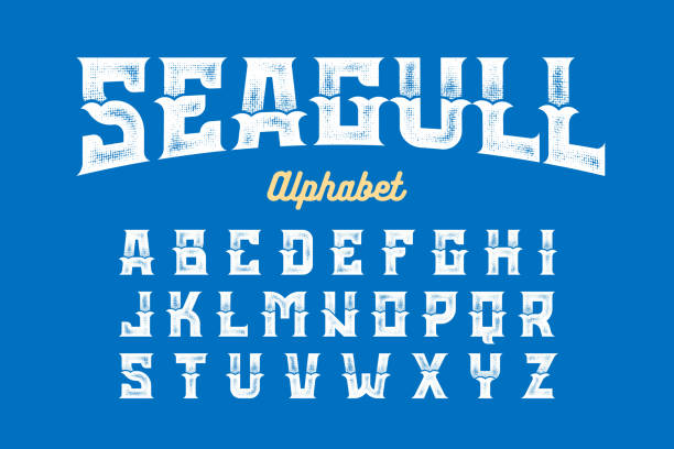 Vintage Style font Vintage Style Seagull alphabet vintage sailor stock illustrations