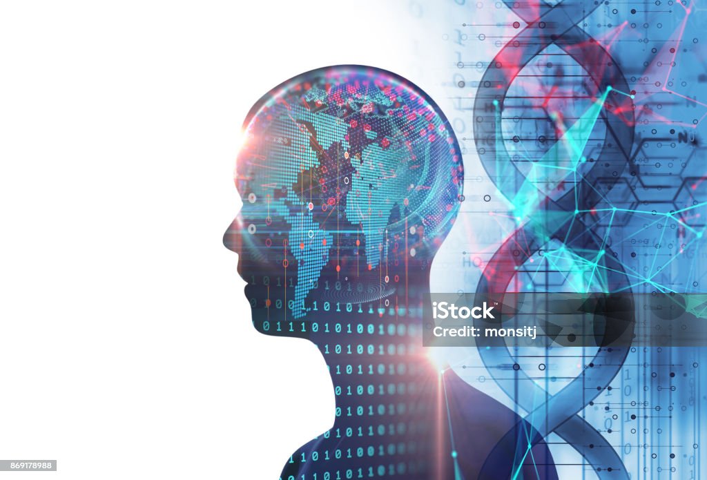 Virtual Human Image Double Exposure Image Of Virtual Human 3dillustration Stock Photo ...