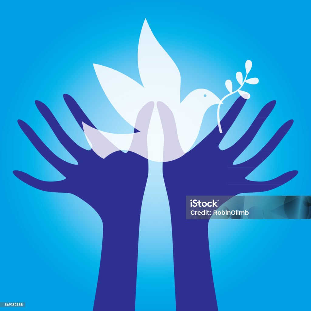 Hands Reaching For Peace Dove Vector illustration up for a white peace dove. Dove - Bird stock vector