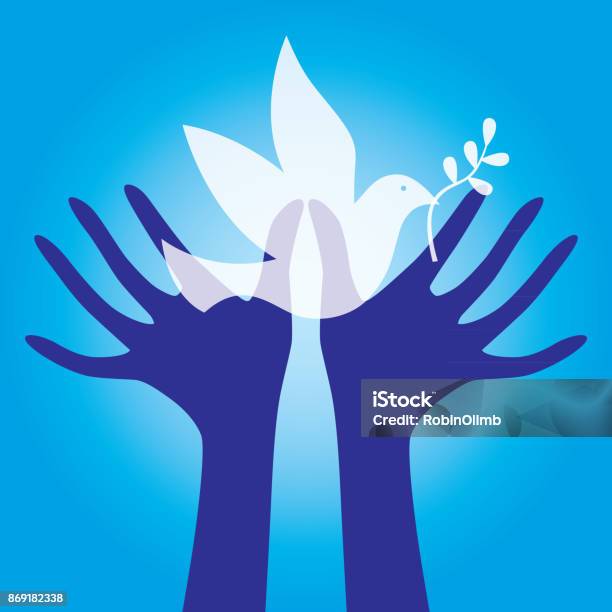 Hands Reaching For Peace Dove Stock Illustration - Download Image Now - Dove - Bird, Symbols Of Peace, White Color