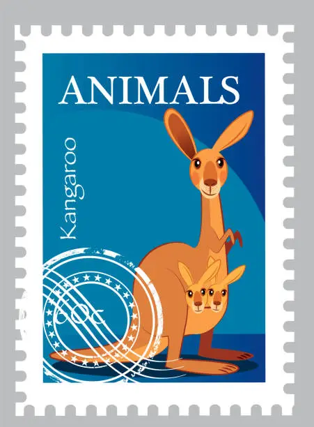 Vector illustration of Kangaroo Stamp