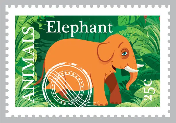 Vector illustration of Elephant Stamps