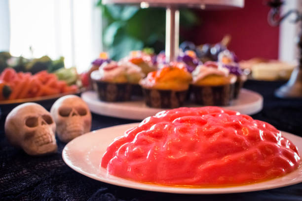 Halloween Jello Gehirn Dessert und cupcakes – Foto