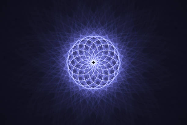 A geometric mandala design is rendered in Black and white.