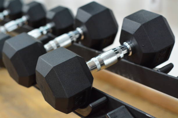 istock Row of Dumbbells on a rack 869230178