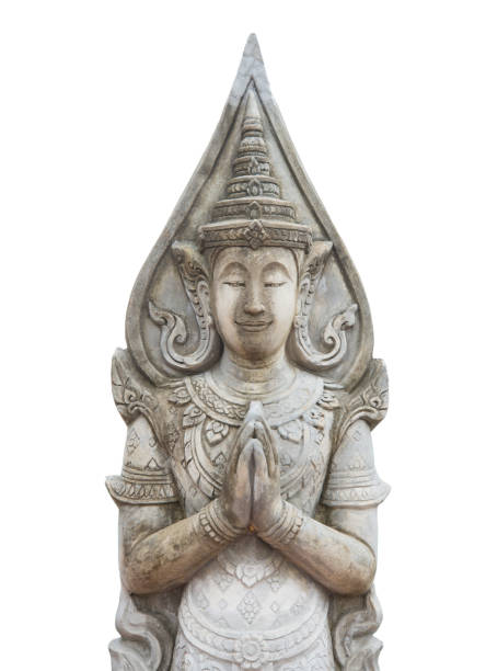 Thai Angel statue isolated on white background . clipping path