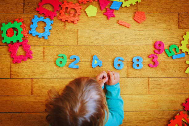 istock little girl learning numbers, education concept 869234662