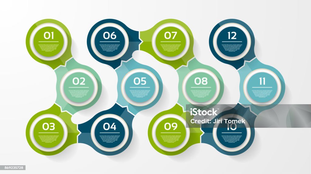 Vector circle infographic. Template for diagram, graph, presentation and chart. Business concept with 12 options, parts, steps or processes. Abstract background. Number 12 stock vector