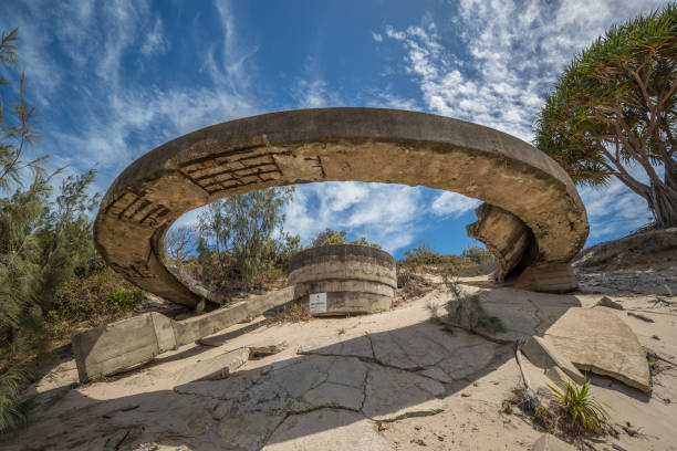 Rous Battery, Moreton Island stock photo