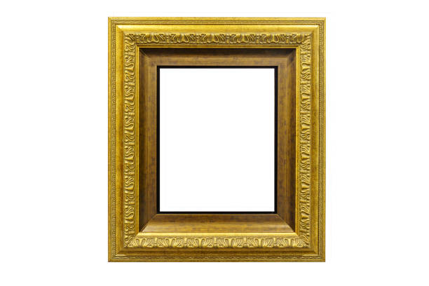istock Golden vintage photo frame isolated on white 869242234
