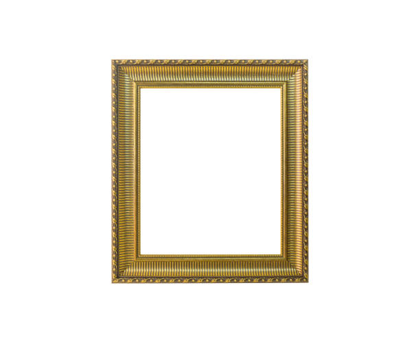 istock Golden vintage photo frame isolated on white 869242354
