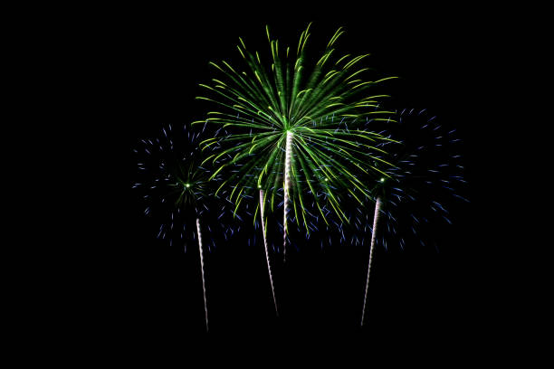 istock Beautiful Colorful New year fireworks over dark sky 869243458