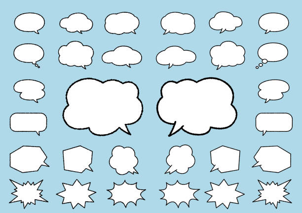 Speech Balloon set with 7 kinds of brushes. speech bubbles, icons set  Vector EPS10. speech bubble illustrations stock illustrations