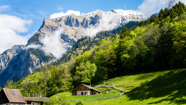 Heididorf, the village of Heidi in Swiss Alps, Switzerland Maienfeld, Switzerland - May 2017: Heididorf, the village of Heidi in Swiss Alps graubunden canton stock pictures, royalty-free photos & images