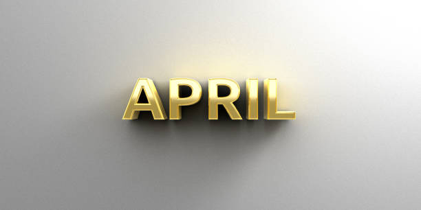 istock April month gold 3D quality render on the wall background with soft shadow. 869254334