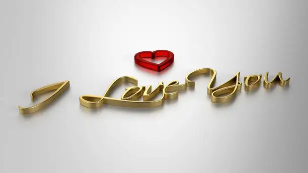I Love You - 3D template on light background