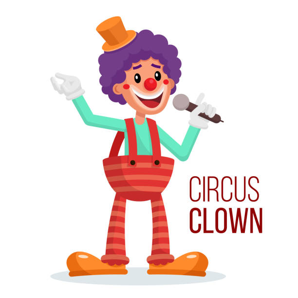 Circus Clown Vector. Performance For Hilarious Laughing People. Isolated On White Cartoon Character Illustration Happy Clown Vector. Circus Action Performer. Vintage Style. Isolated Flat Cartoon Character Illustration cartoon joker stock illustrations