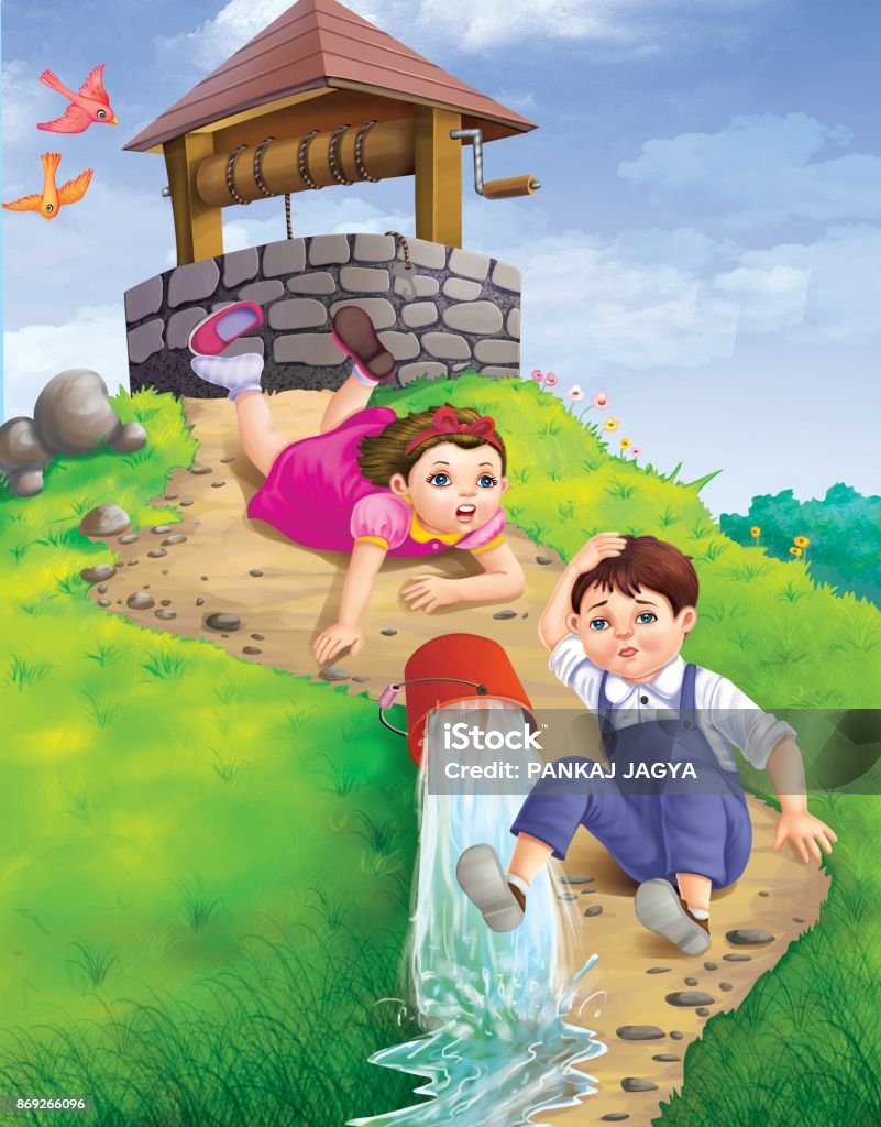 Boy And Girl Fall Down Stock Illustration - Download Image Now - Nursery  Rhyme, Illustration, Art - iStock