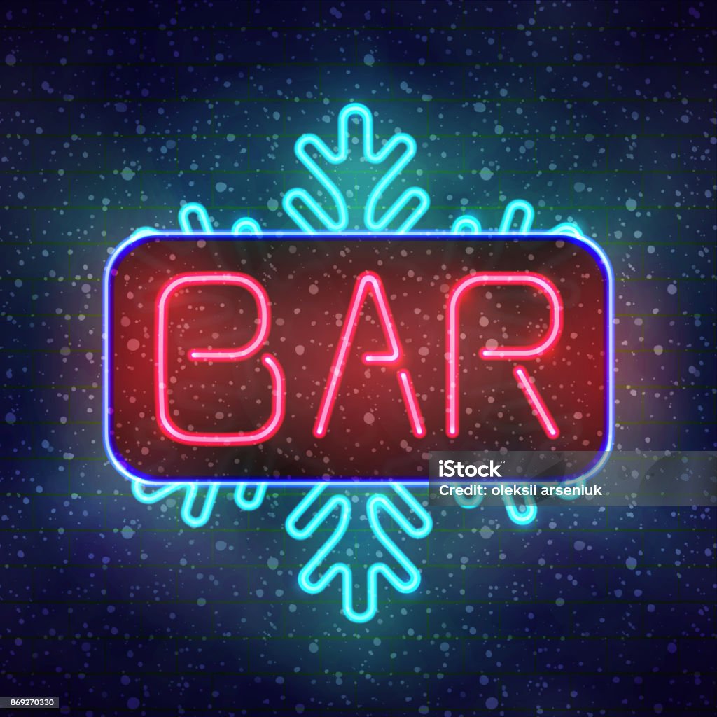 Winter Bar Neonschild Stock Vektor Art und mehr Bilder von
