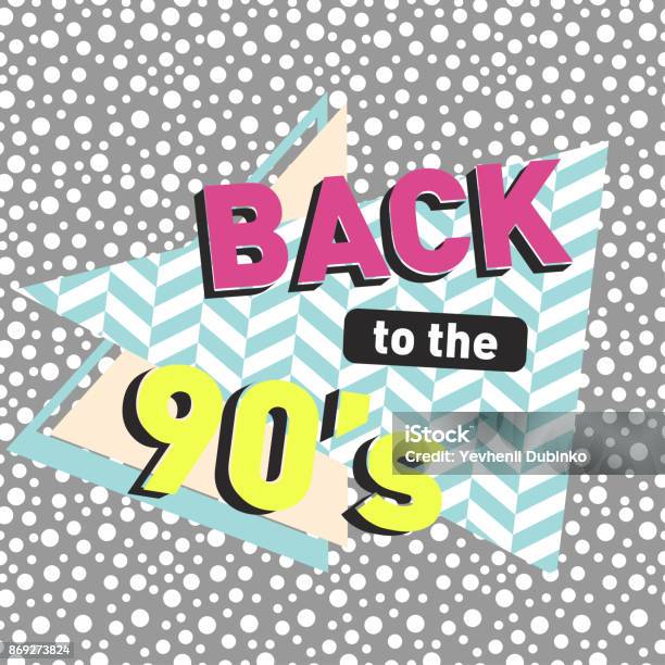 Back To The 90s Seamless Dotted Pattern And Herringbone Pattern Retro Poster Stock Illustration - Download Image Now