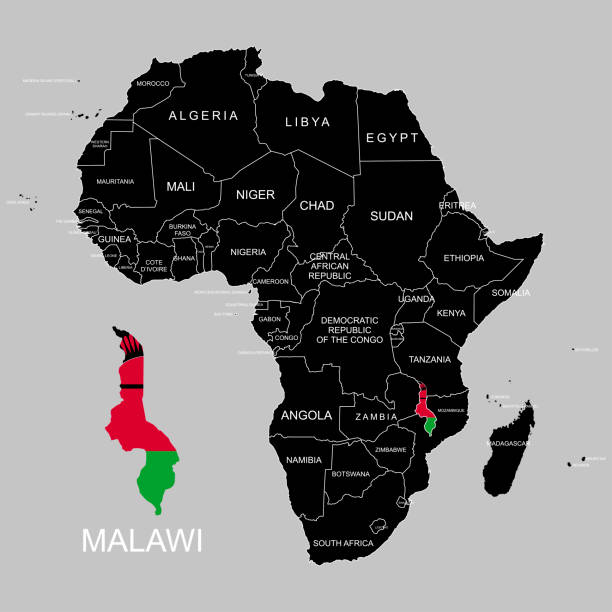 Territory of Malawi on Africa continent. Vector illustration Territory of Malawi on Africa continent. Vector illustration malawi stock illustrations