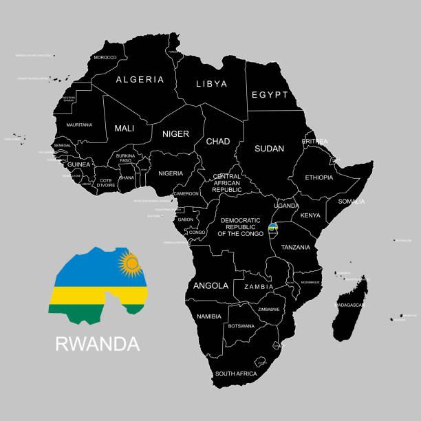 illustrazioni stock, clip art, cartoni animati e icone di tendenza di territorio del ruanda nel continente africano. illustrazione vettoriale - ruanda