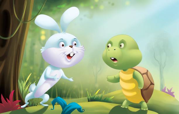 ilustrações de stock, clip art, desenhos animados e ícones de slow and steady wins the race - the hare and the tortoise