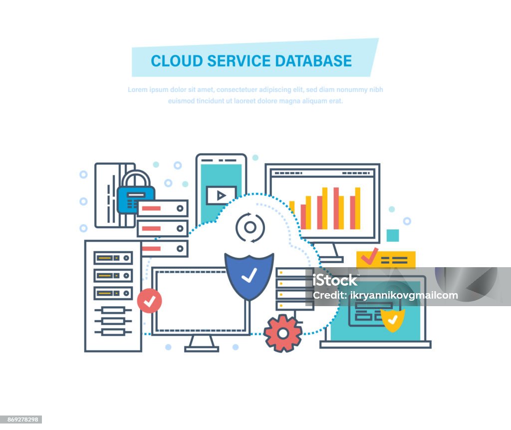 Database Services In Cloud Computing Cloud Service Database Computing Network Stock Illustration - Download ...