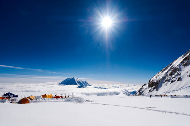 istock Mountaineering camp in Alaska on Denali, with view on Mt. Foraker. 869281548