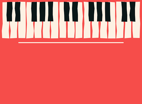 Piano keys. Music poster template. Jazz and blues music concert background. Vector