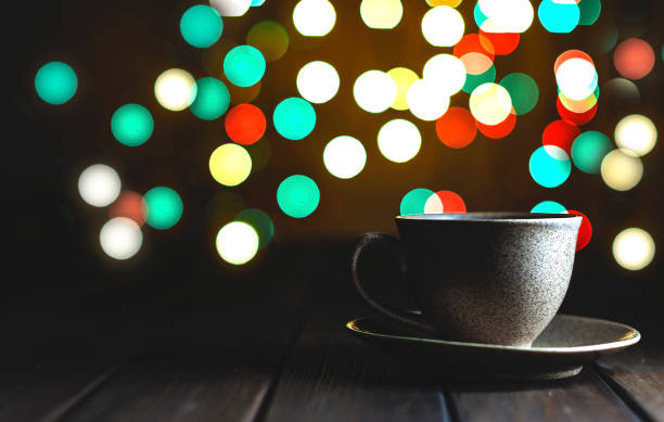 cup of coffee on a wooden table