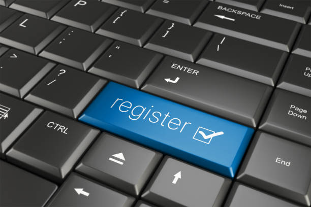 Register online Register online on keyboard key registration form photos stock pictures, royalty-free photos & images