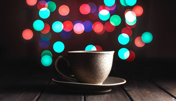 cup of coffee on a wooden table