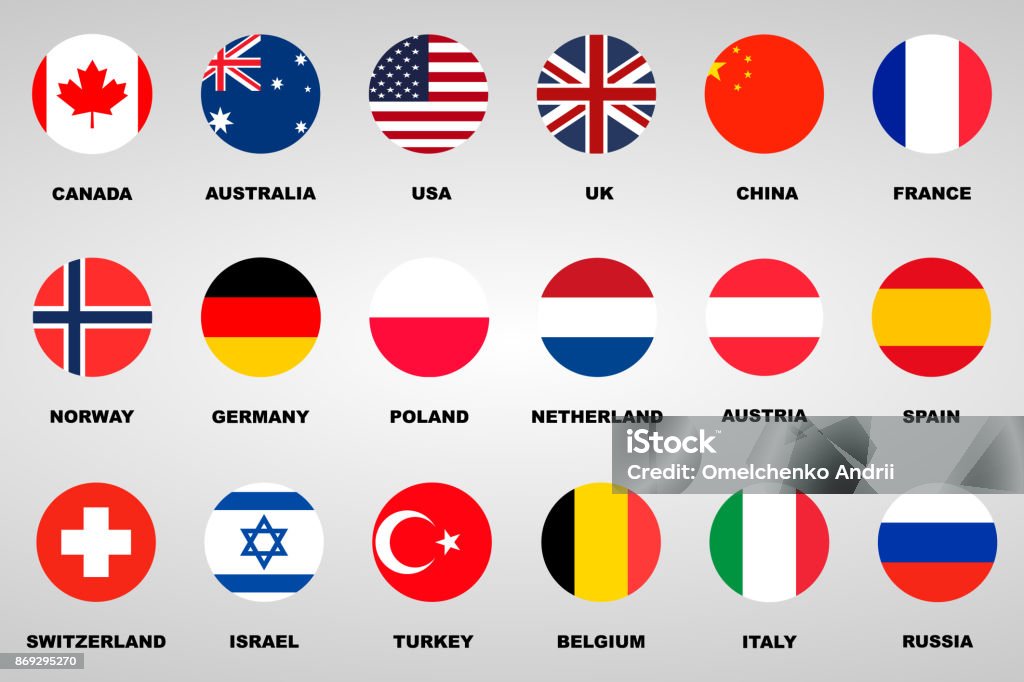 la valeur de 18 pays différents drapeaux - clipart vectoriel de Drapeau libre de droits