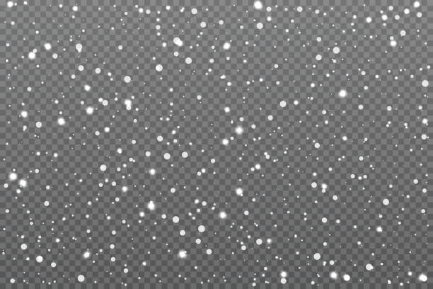 Realistic falling snow on transparent background. Vector illustration. vector art illustration