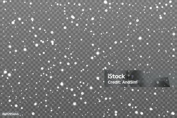 Realistic Falling Snow On Transparent Background Vector Illustration Stock Illustration - Download Image Now