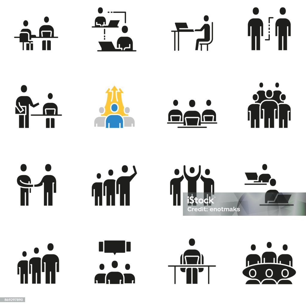 Team work, human resources, business interaction and relationship icons Vector set of icons related to team work, human resources, business interaction and relationship - part 2 Assistance stock vector