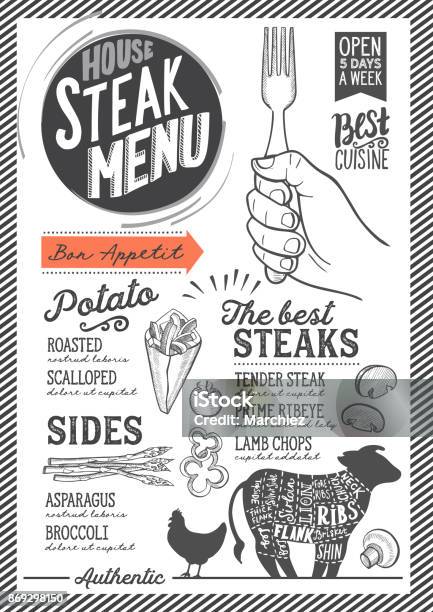 Section Hand Menu Steak Menu Restaurant Food Template Stock Illustration - Download Image ...
