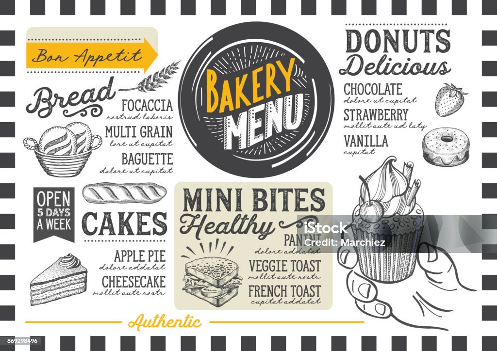 Bakery Menu Restaurant Food Template Stock Illustration - Download