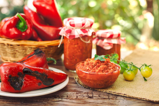 istock Homemade Ajvar served in jars and bowl 869301264